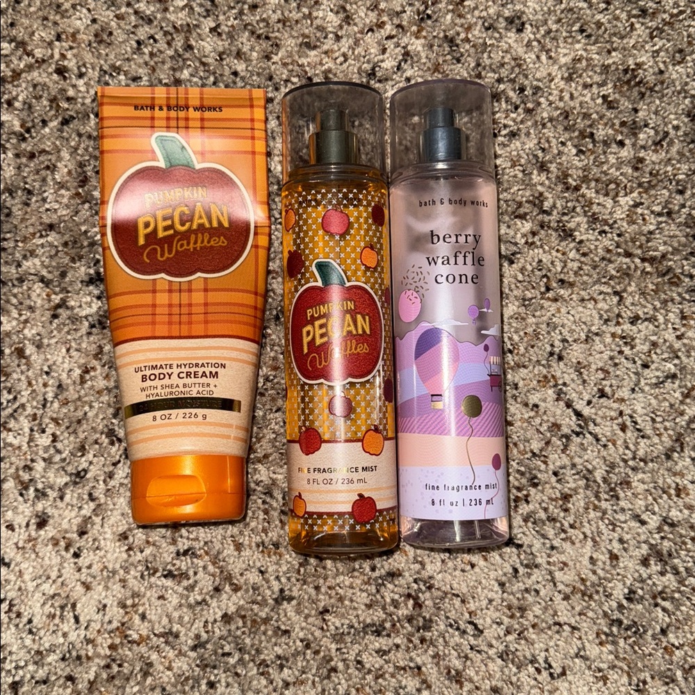 Bath & Body Works Pumpkin Pecan Waffles and Berry Waffle Cone Trio